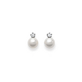 Ohrstecker in 18 Karat Weissold, Akoya Perle 7-7.5 mm, Diamant